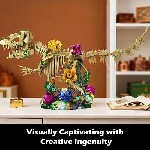 CUBIMANA Dinosaur Fossil with Flowers Building Set & LED Light, 1185PCS Dino Botanical Building Set for Adults, Skeleton Model Kit for Home Decor & Display, Christmas Birthday Gifts for Adults Teens thumbnail 6