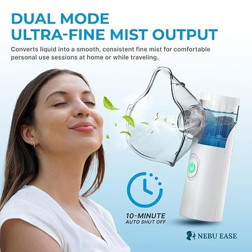 Nebu Ease Portable Facial Steamer & Personal Fine Mist Device – Handheld Rechargeable Mist Unit with Dual Output Levels, Compact Travel Design, Includes Multi-Use Attachments thumbnail 2