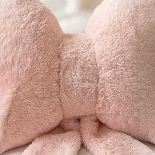 CAYAMBE DECOR Pink Bow Pillow - Aesthetic Coquette Bowknot Decorative Pillow for Bedroom, Cute Velvet Ribbon Knot Cushion for Girls Room Decor, Large 16x13in Soft Plush Throw Pillow for Bed or Sofa thumbnail 8
