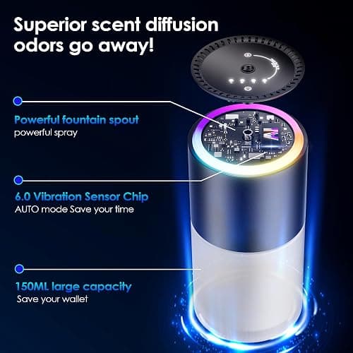 Klomsuw Car Air Freshener,Smart Car Air Freshener, Car Diffuser with 150 ML (5oz) Capacity Multi-fragrance,RGB Music Syncing Light, Auto On/Off (Lavender) thumbnail 2