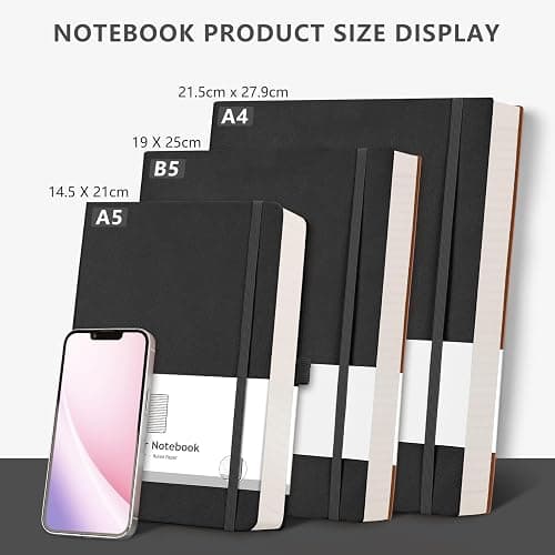 AHGXG Thick Journal Lined Notebook - 320 Numbered Pages Journal for Women A5 Notepad College Ruled, 100gsm Paper, Leather Hardcover, for Men Writing Work Office School, 5.75'' X 8.38''-Black thumbnail 7