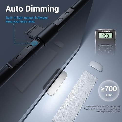 Quntis Computer Monitor Lamp, Screen Monitor Light Bar for Eye Caring, USB Reading LED Task Lamp with Auto-Dimming, Dimmable Light Bar, Touch Control, No Glare Space Saving Home Office Desk Lamps thumbnail 5