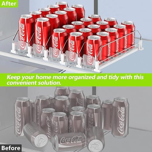 IBORING Drink Organizer for Fridge,Self Pushing Fridge Drink Organizer,Automatic Drink Dispenser for Fridge-Holds up to 25 Cans thumbnail 6
