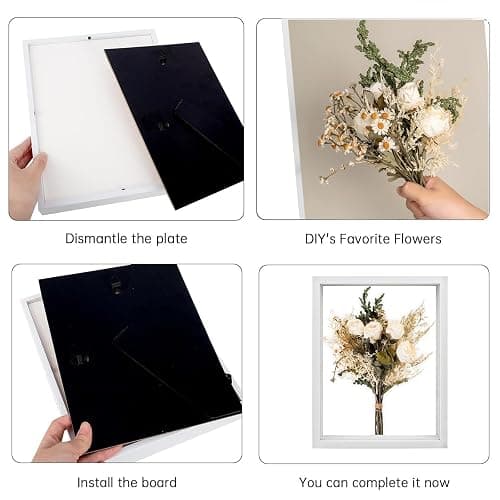 Intcwkan Cadre Photo Profond 20x29 cm, Cadre 3D A4 avec Plexiglas Premium pour Objet, Photos, DIY Artistique, Médailles, Fleurs Séchées - Décoration Murale ou de Table (Blanc) thumbnail 4