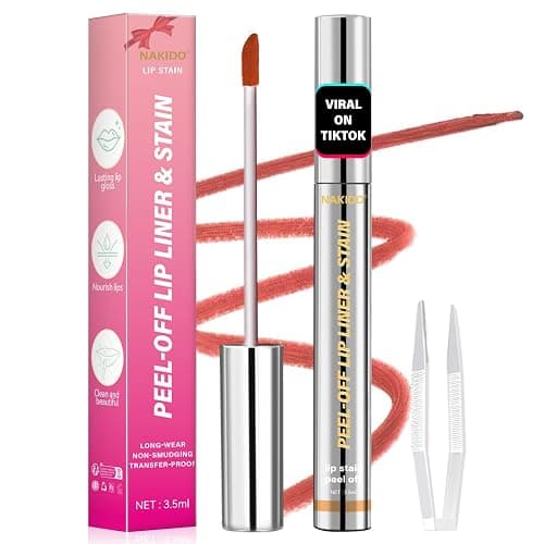 nakido Lip Stain - Lip Stain Peel Off | Waterproof, Transfer-Resistant, Smudge-Proof | Precise Application, One-Peel Finish | Long Lasting Lip Liner Stain for All-Day Color Hold（Coral Pink） - Coral Pink - Image 1