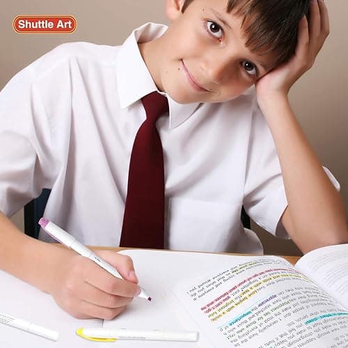 Shuttle Art 30 Colors Highlighters, Pastel Highlighter Pens Assorted Colors, Dual Tip Mild Color Highlighter Markers, Perfect for Teens, Kids and Adults Coloring, Underlining, Highlighting thumbnail 2