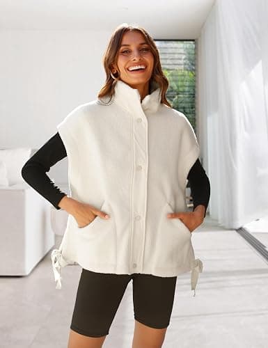 TAQCUX Sherpa Jacket for Women Casual Fleece Vest Oversized Sleeveless Outwear Warm Button Down Gilet with Pockets thumbnail 2