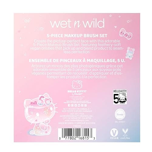 wet n wild Hello Kitty 5-Piece Makeup Brush Set, Buildable & Blendable Multifunctional Seamless Application, Cruelty-Free & Vegan Feathery Soft Bristles thumbnail 7