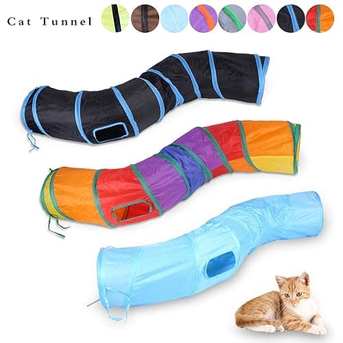 iCAGY Cat Tunnel for Indoor Cats Interactive, Rabbit Tunnel Toys, Pet Toys Play Tunnels for Cats Kittens Rabbits Puppies Crinkle Pop Up 47" Shape S thumbnail 6