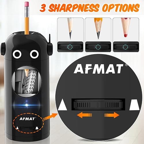AFMAT Electric Pencil Sharpener, Robot Pencil Sharpener for Colored Pencils 7-11.5mm, Auto in & Out, Fully Automatic Rechargeable Hands-Free Pencil Sharpener for Home Classroom, Battery Operated thumbnail 5