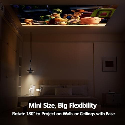 Smart Mini Projector with Android 11 & 5000+ Apps, 4K Supported Full HD 1080P, 20000 Lumens, Wi-Fi 6 & Bluetooth 5.0, 180° Rotatable Home Cinema Projector with Auto Keystone & HiFi Speakers thumbnail 6