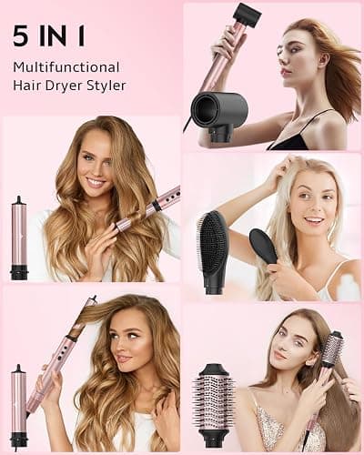 Brightup Air Wrap Hair Styler, 5 in 1 High Speed Hair Dryer Brush, Professional Automatic Hair Curler with Cool Shot Button, 800 Million Ionic, No Heat Damage, with Travel Bag thumbnail 2