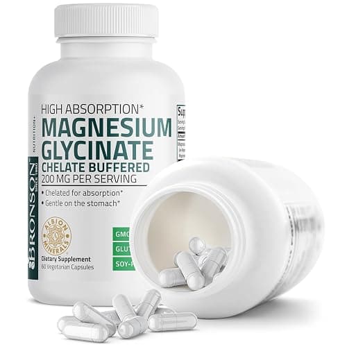 Bronson Magnesium Glycinate 200 MG per Serving Chelated for High Absorption, Gentle On Stomach, Non-GMO, 60 Vegetarian Capsules thumbnail 6