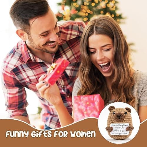 Vinuwu Positive Crochet Animals Capybara Gifts,Emotional Support Gift with Positive Affirmation Cards,Funny Inspirational for Women (A) thumbnail 7