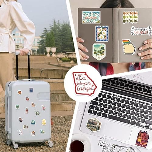 Georgia Stickers |50Pcs Peach State Waterproof Vinyl Decals for Water Bottles Laptop Refrigerator Luggage Cup Computer Mobile Phone Skateboard thumbnail 7