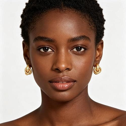 FILMOON Gold Geometric Drop Dangle Earrings for Women Chunky Trendy Knot Stud Small Twisted Link Earring Jewelry Gift thumbnail 4