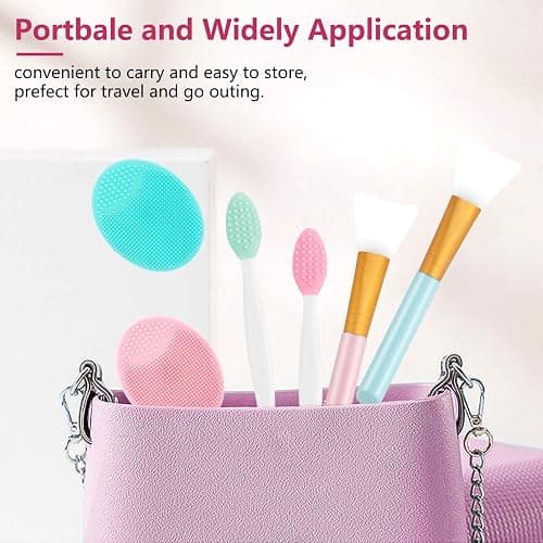 Silicone Face Scrubber, 2pcs Exfoliating Lip Brush, 2pcs Cleansing Brush,2pcs Face Mask Brush Exfoliator Blackhead Skin Care Tool - 6 Pieces Facial Tool thumbnail 7