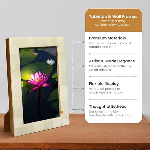 Handicrafts Home 5x7 Picture Frames - Vintage Style Wall Hanging & Desk Decor – Farmhouse Photo Frames Ideal for Living Room Office & Home Decor Picture Frame for Family Pictures & Wall Decor, White thumbnail 4