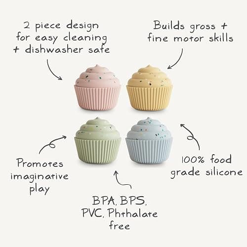 mushie Silicone Mix and Match Cupcake Toy 4 Pack | Mold Free thumbnail 9