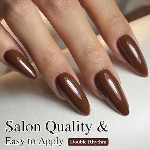Double Rhythm 15ML Dark Brown Gel Polish Pure Sheer Same Color Same Bottle Soak Off Gel Polish Art Manicure Salon DIY at Home for Women (Deep Brown-A1446) thumbnail 9