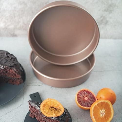 HAPPIELS Non Toxic Nonstick 9 inch Round Cake Pans Set of 2 | Quality Non Stick 9 inches Layer Circle Cake Pan 2 inches Deep | Best 9in Baking Pan PFOA, BPA free Nontoxic | 9inch 9inches Cake Pans Set thumbnail 2