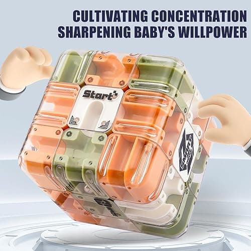 3D Rolling Ball Maze Cube, Large Labyrinth 3D Maze Cube Puzzle, Education Sensory Toys Spatial Awareness Brain Training Toy, Helps Relieve Stress and Cultivate Logical Thinking (Orange) thumbnail 3