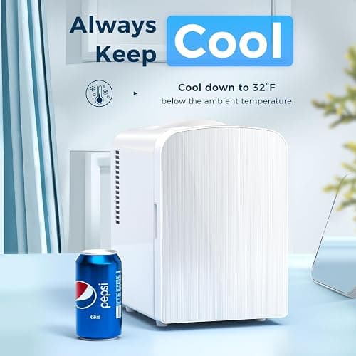 Antarctic Star Compact Refrigerator, Portable Mini Fridge, Skin Care 4L Capacity/6 Cans, for Bedroom, Car, Office & Dorm, Small Cooler for Cosmetics, Magnetic Brushed Stainless Steel Door, White thumbnail 2