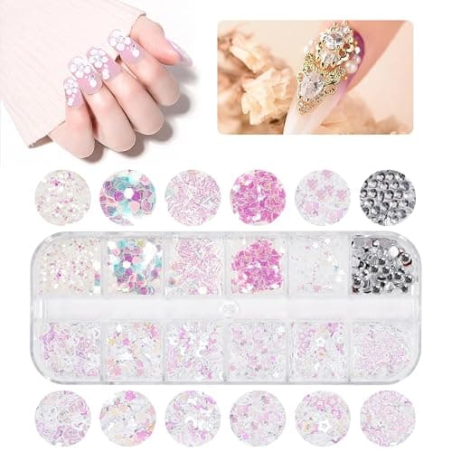 Lot de 5600 pierres strass pour ongles - 36 couleurs - Pierres à paillettes - Pour décoration des ongles - Avec stylo à cire pour strass et strass thumbnail 6