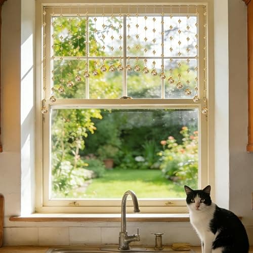 Hysenm 20 Crystal Beaded Curtains Arched Door Beaded Curtain, Hanging Doorway Room Decor with Crystal Balls, Beaded String Curtain Divider for Home, Coffee House, Bedroom, Restaurant thumbnail 3