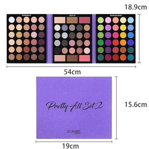 UCANBE 86 Colors Nude Eyeshadow Palette with 15pcs Makeup Brushes Set, Matte Glitter Long Lasting Highly Pigmented Waterproof Colorful Eye Shadow Contour Blush Powder Highlighter All in One thumbnail 7