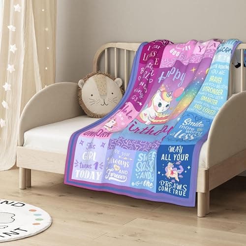 Pozevan 1 Year Old Girl Birthday Gift Blanket, 1st Decorations Gifts, First Birthday Blanket for Girls 50"X40" thumbnail 9