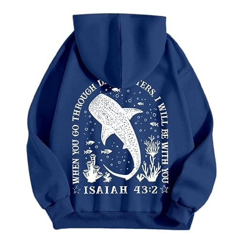Whale Shark Hoodies For Teen Girls | Ocean Graphic Preppy Sweatshirts Oversized Y2k Pullover Tops Long Sleeve Fall Outfits thumbnail 4