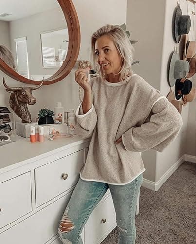 SALENT Women's Casual Oversized Sweaters Loose Soft Chunky Knit Long Batwing Sleeve Pullover Sweater Outfit Sweatshirts Tops thumbnail 5