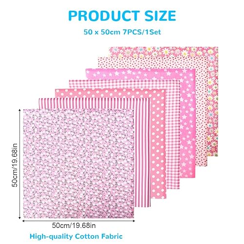Aucuu 7er Set Baumwollstoff Paket, 50 x 50cm Stoffe zum Nähen, Patchwork Stoffe, Patchwork zum Quilten, Stücke Paket zum Quilten, DIY Basteln Handwerken, Puppenkleidung thumbnail 3