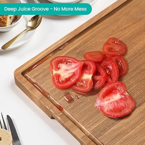 Acacia Wood Cutting Boards Set with Juice Groove & Handles for Kitchen 3-Piece Charcuterie Chopping Board for Meat Cheese Fruits Vegetables thumbnail 2
