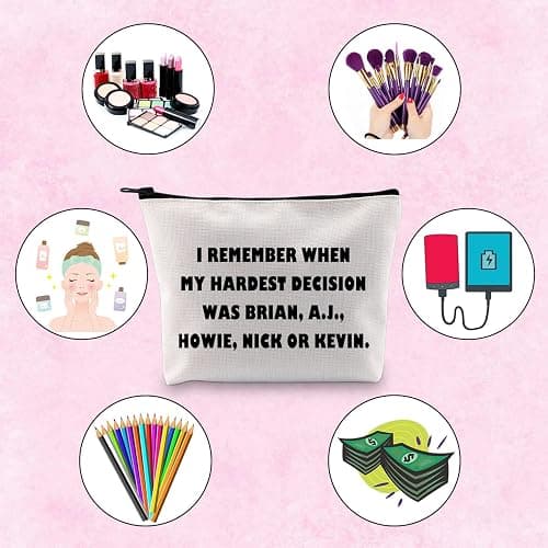TSOTMO Classic Boy Band Fans Gift My Hardest Decision Was Brian A.J. Howie Nick Or Kevin Zipper Pouch Makeup Bag (NICK OR KEVIN) - Nick Or Kevin thumbnail 5