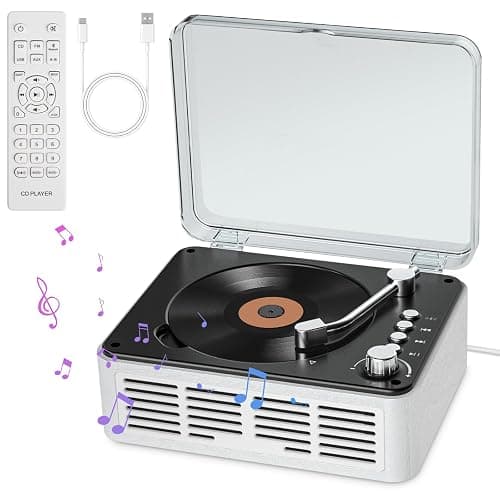 Gueray CD Player with Speakers HiFi Stereo Sound for Home,Bluetooth Retro Wood CD Music Players FM Radio with Remote Control,Support USB & AUX Playback - Image 1