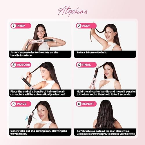 Atopskins 5-in-1 Blow Dryer Brush & Auto-Wrap Air Styler Set | Hot Air Styler with Auto-Wrap Curlers, Volumizing Round Brush & Hair Dryer Brush for Wet to Dry Styling thumbnail 6