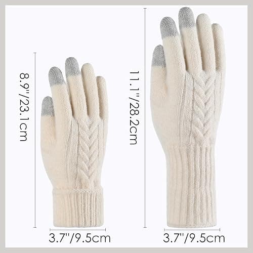 Achiou Women Winter Gloves, Touch Screen Texting Gloves, Elastic Soft Warm Knit Lined, One Size thumbnail 5