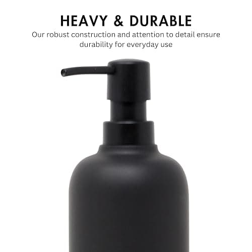 Yew Design Matte Black Soap Dispenser for Bathroom, 15oz Round Rustproof Liquid Hand Dish Soap Dispenser Pump for Kitchen Sink, Countertop, and Bathroom thumbnail 5