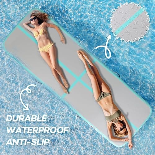 KIKILIVE Inflatable Air Gymnastics Tumbling Mat 6ft 10ft 13ft 16ft 20ft, Air Tumble Track Mat 4/8 inches Thickness with Electric Air Pump for Home Use Training Cheerleading Yoga Water Beach Park thumbnail 5