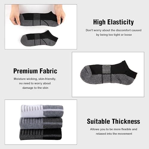 COOVAN Socks for Men Athletic Low Cut Sock with 12 Pairs,Ankle Socks Men Cushion 12 Pack Running Casual Sock thumbnail 2