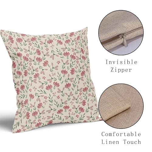 Aytipun Green Pink Floral Pillow Covers 18x18 Set of 2 Vintage Rustic Old Style Cute Small Flower Print Decorative Outdoor Pillowcases Farmhouse Throw Cushion Case Decor for Couch Sofa Bed thumbnail 5