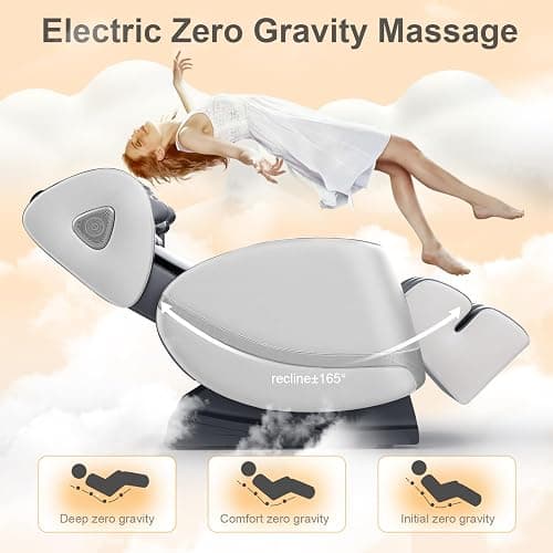 FURNIMAT 2026 Massage Chair Full Body, Zero Gravity Massage Chair with 10 Fix Rollers, Airbags, Heating, Foot Massage, Auto Modes, Bluetooth Speaker, Smart Screen Controller(Light Gray) thumbnail 5