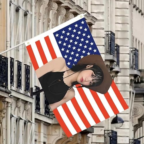 Chae won American flag 3x5 Ft Outdoor Indoor,Kim Chaewone USA flag Poster American flag tapestry for Bedroom Living room dorm wall with Brass Grommets Vivid Color and Fade Proof Decorations thumbnail 3