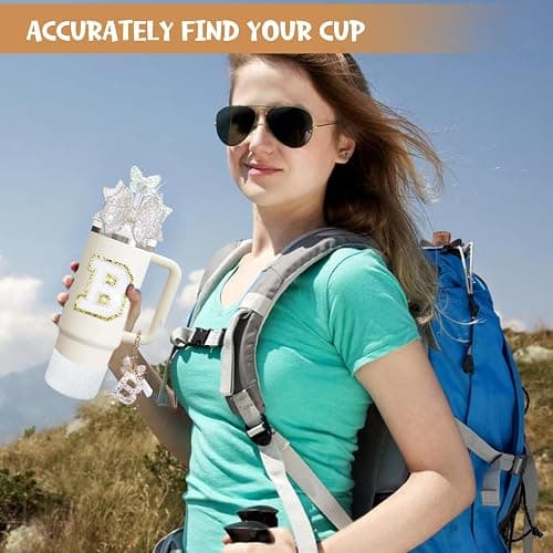 Liangang 7PCS White Cup Accessories Set For Stanley 30oz 40oz,Including Boot,Spill Proof Stopper,Butterfly Straw Cover,Sticker Letter,Letter Charms (white B) thumbnail 2