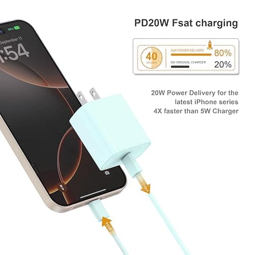 USB C Charger for iPhone 17/16/15[MFI Certified] 20W iPhone Fast ChargerBlock with 6FT 2Pack USB C Cable foriPhone 17/17 Pro Max/16/16 ProMax/15 Series thumbnail 2