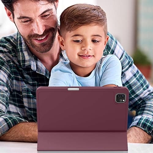 ZryXal iPad Pro 11 Inch Case (M5) 2025/ (M4) 2024 (Model: A2836/A2837/A3006), Trifold Stand Smart Cover with Pencil Holder and Soft TPU Back, Auto Wake/Sleep (Wine) thumbnail 6