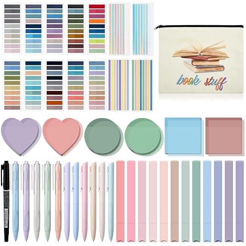 Trandraft Book Annotation Kit, Aesthetic Back to School Supplies 2640 Pcs Sticky Tabs, 300 Sticky Notes, 11 Gel Ink Pen, 12 Highlighter Marker, Pencil Case Pouch for Bible Study Book Lover(Mixed) - Mixed - Image 1