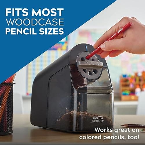 X-ACTO Pencil Sharpener, SchoolPro Electric Pencil Sharpener, Heavy Duty Electric Pencil Sharpener for School, Classroom and Teacher Supplies, Perfect Addition to Homeschooling Supplies, Black thumbnail 7